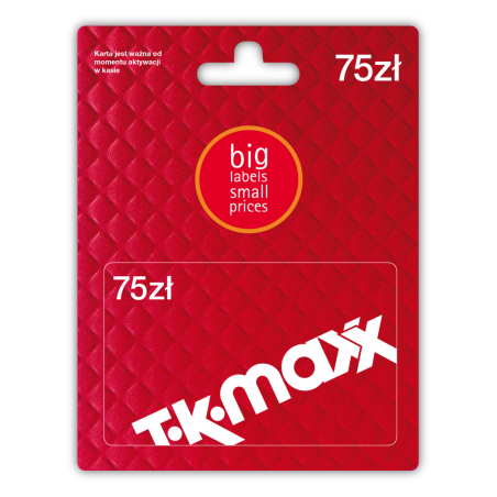 Karta upominkowa TK Maxx o wartości 75 zł